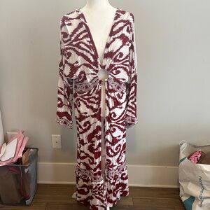 Red and White Patterned Maxi Dress/Coverup